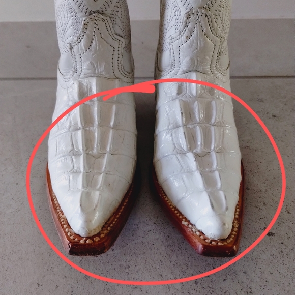 White Leather Alligator Boots - Picture 10 of 11